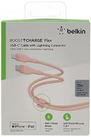Belkin BoostCharge Flex siliconen USB Type C/Lightning-kabel (1 m), MFi-gecertificeerde 20 W PD Power Delivery-snellaadkabel voor iPhone 14/14 Plus, 13, 12, Pro, Max, mini, SE, iPad en meer – Roze - thumbnail