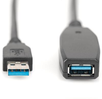 Digitus DA-73107 USB-kabel USB 3.2 Gen1 USB-A stekker, USB-A bus 20.00 m Zwart Afgeschermd, Afgeschermd (dubbel)