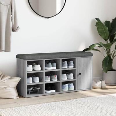 Schoenenbank 102x32x50 cm bewerkt hout grijs sonoma eikenkleur