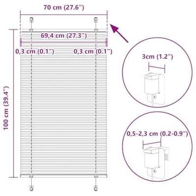 Pliss rolgordijn 70x100 cm stofbreedte 69,4 cm polyester crme
