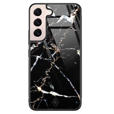 Samsung Galaxy S22 glazen hardcase - Marmer zwart
