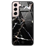 Samsung Galaxy S22 glazen hardcase - Marmer zwart - thumbnail