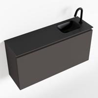 MONDIAZ OLAN 100cm toiletmeubel dark grey. LEX wastafel urban rechts 1 kraangat - thumbnail