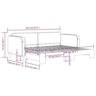 Slaapbank met onderschuifbed 90x200 cm stof lichtgrijs