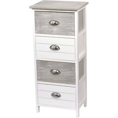 Gebor - Zeer Mooie Ladekast Met 4 Laden 86x37x27cm - Ladekast – Mdf/paulownia – Wit/grijs – Opbergen – Meubel –