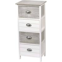 Gebor - Zeer Mooie Ladekast Met 4 Laden 86x37x27cm - Ladekast – Mdf/paulownia – Wit/grijs – Opbergen – Meubel – - thumbnail