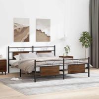 Bedframe zonder matras metaal bruin eikenkleur 183x213 cm - thumbnail