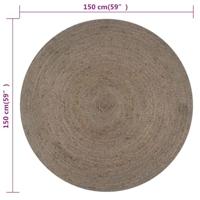 VidaXL Vloerkleed handgemaakt rond 150 cm jute grijs - thumbnail