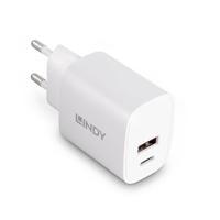 LINDY 20W USB Typ A & C Charger USB-oplader 20 W 1x USB-A, 1x USB-C Wit Binnen - thumbnail