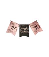 Verjaardagsslinger Vaandel 80 Jaar Roze/Zwart (6m) - thumbnail