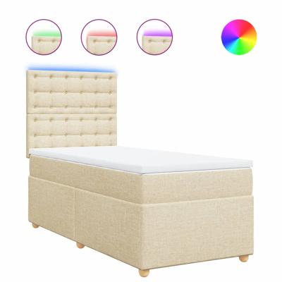 Boxspring met matras stof crèmekleurig 200x200 cm - thumbnail