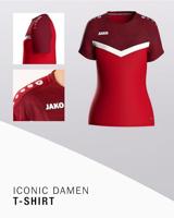 JAKO 6124D T-Shirt Iconic Dames - Rood/Wijnrood - 34 - thumbnail