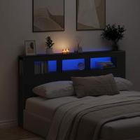 LED Hoofdbord Zwart eiken 180 x 18.5 x 103.5 cm Bewerkt hout - thumbnail