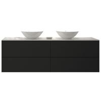 Badkamermeubelset Gliss Zeus 200 cm Mat Zwart Met Waskom - thumbnail