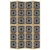 Kamerscherm met 4 panelen massief paulowniahout bruin en zwart - thumbnail