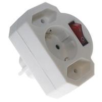 Enzo Stekeradapter 2xeuro/1x RA plus schakelaar 6140895 - thumbnail