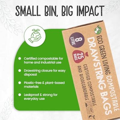 Eco Green Living Composteerbare afvalzakken 8 liter - met trekkoord - 25 stuks
