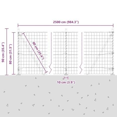 VidaXL Hek met paal groen 0,8 x 25 m staal