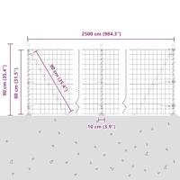 VidaXL Hek met paal grijs 0,8 x 25 m staal - thumbnail