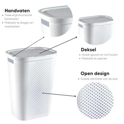 Curver Infinity Recycled Wasmand met deksel - 60L - 2 stuks - Wit Curver Infinity Recycled Wasmand met deksel - 60L - 2 stuks - Wit