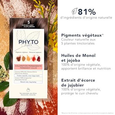 Phytocolor Permanente Haarkleuring 5 Lichtbruin Intens en Natuurlijke Kleur