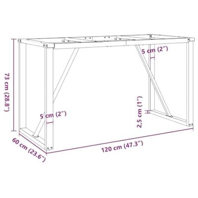 Eettafelpoten O-frame 120x60x73 cm staal
