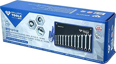 Brilliant Tools BT013112 BT013112 Ringsleutel met ratelset Sleutelbreedte (metrisch) 8 - 53 mm Brilliant Tools BT013112 BT013112 Ringsleutel met ratelset Sleutelbreedte (metrisch) 8 - 53 mm