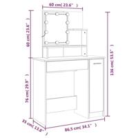Kaptafelset met LED's bewerkt hout sonoma eikenkleurig - thumbnail