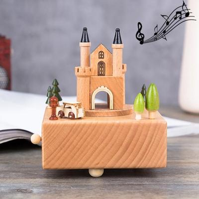 Kasteel vorm Home decor originaliteit houten muzikale dozen