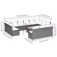 14-delige Loungeset met kussens poly rattan bruin - thumbnail