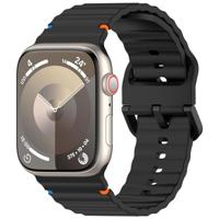 By Qubix - Wave sportband - Zwart - Compatible met Apple Watch 44mm / 45mm / 46mm / 49mm - Compatible Apple watch bandjes - thumbnail