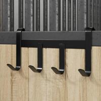 VidaXL Hoofdstelhouder met 4 haken staal zwart - thumbnail