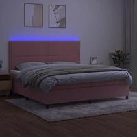 Boxspring met matras en LED fluweel roze 200x200 cm - thumbnail