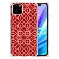 Apple iPhone 11 Pro Doorzichtige Silicone Hoesje Batik Rood - thumbnail