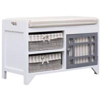 VidaXL Halbank 70x33,5x45 cm paulowniahout wit - thumbnail