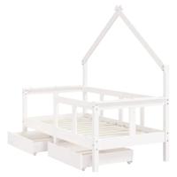 Kinderbedframe met lades 70x140 cm massief grenenhout wit - thumbnail
