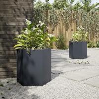 Plantenbakken 2 st zeshoek 46x40x45 cm staal antracietkleurig - thumbnail