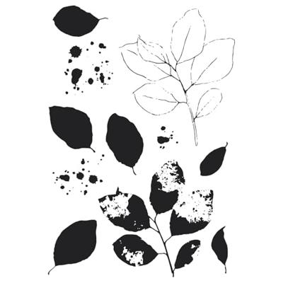 Sizzix • clear stamps set a5 with framelits die painted pencil leaves