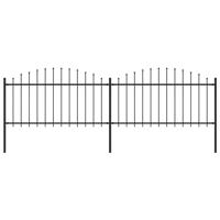 Tuinhek met speren bovenkant (1,25-1,5)x3,4 m staal zwart - thumbnail