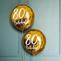 Folieballon 80th Birthday goud (45cm) - thumbnail