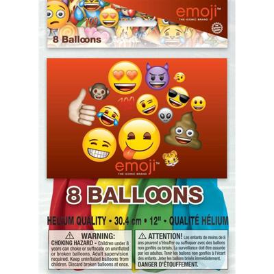 Haza Witbaard Ballonnen emoji, 8st. Haza Witbaard Ballonnen emoji, 8st.