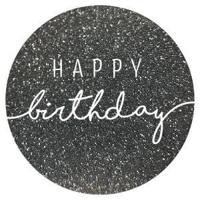 Stickers Rond 'Happy Birthday' Glitter Antraciet/Wit - thumbnail