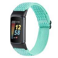 FitBit Charge 5 & 6 Elastische solo loop nylon bandje - Turquoise FitBit Charge 5 & 6 Elastische solo loop nylon bandje - Turquoise
