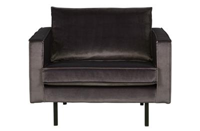 WOOOD Fauteuil 'Rodeo' Velvet, kleur Antraciet