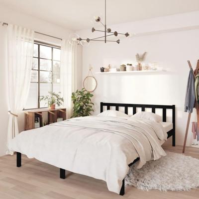 Bedframe massief grenenhout zwart 135x190 cm Bedframe massief grenenhout zwart 135x190 cm