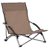 Strandstoelen 2 st inklapbaar stof taupe - thumbnail