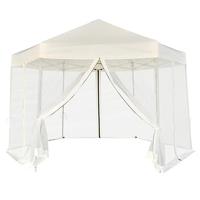 VidaXL Partytent pop-up zeshoekig met 6 zijwanden 3,6x3,1 m crèmewit - thumbnail