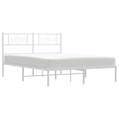 Bedframe met hoofdbord metaal wit 140x200 cm