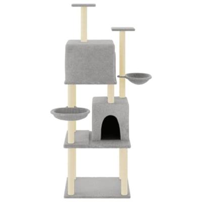 Kattenmeubel met sisal krabpalen 180 cm lichtgrijs - thumbnail
