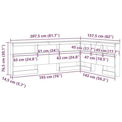 Opberghoofdbord met plank Gerookt eiken 140 cm Bewerkt hout
